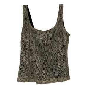 New Nordstrom JS COLLECTION'S Women's top tank‎ mesh gold shimmer SIZE 12